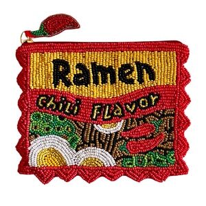 Lily Posh Ramen Coin Purse, Spicy Chili Ramen Beaded Bag